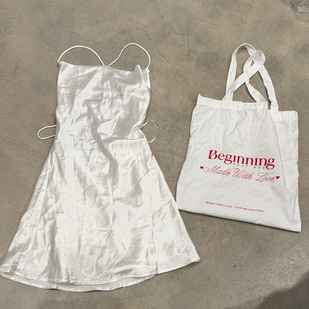 Beginning Boutique Shimmering White Dress